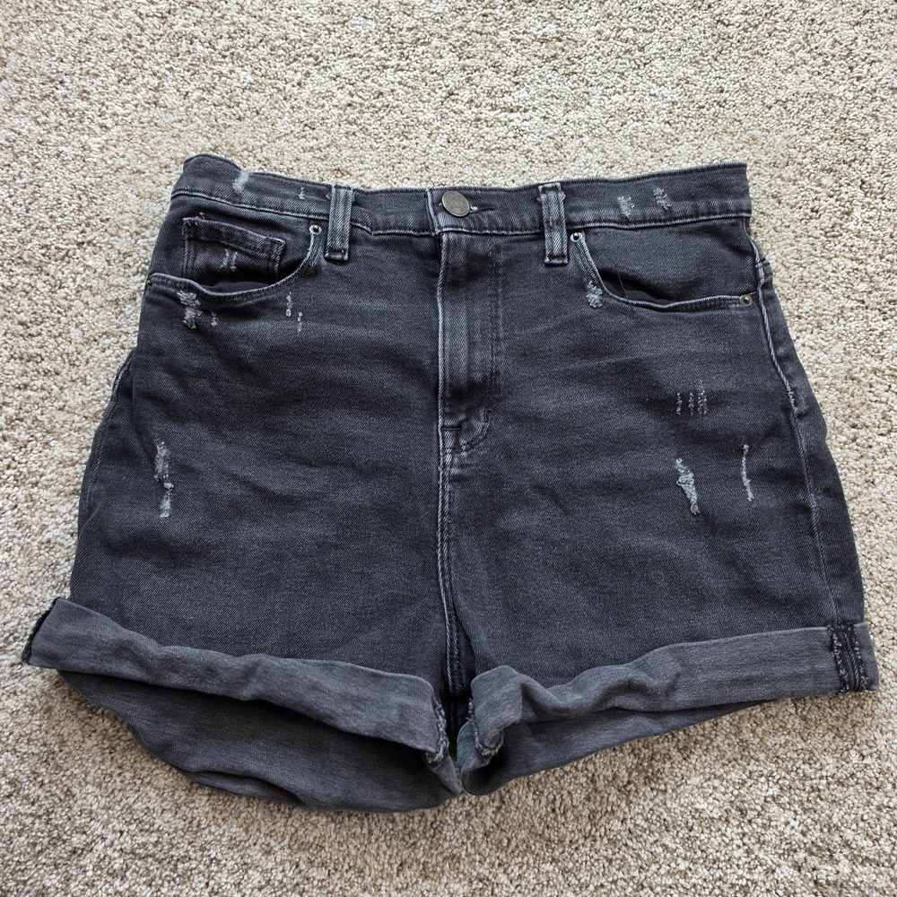 BDG‎ Shorts Womens 29 Black Mom High Rise Cuffed Distressed Denim Casual Ladies